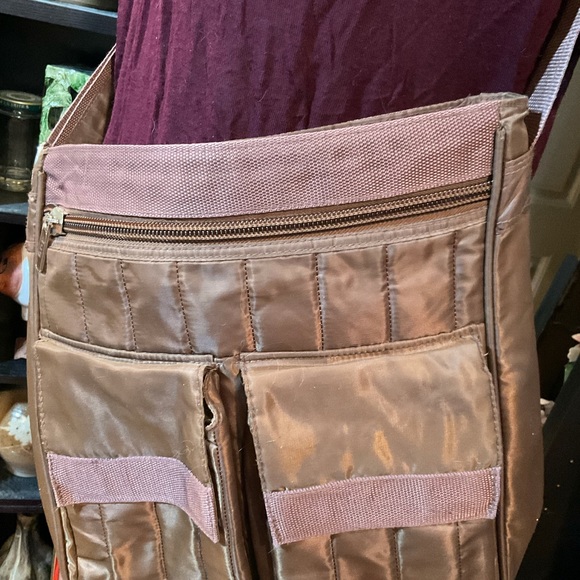 lug Handbags - “lug”Brown Crossbody Multi Pocket Nylon Bag.